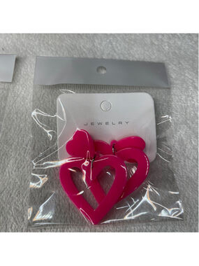 3- Jewelry Heart Earrings Set of Red, Pink, White New!